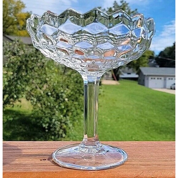 Fostoria American Pattern Clear Compote Stemmed 6 inches FLAW - Picture 3 of 14